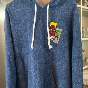Marvel Blue Hoodie with Spider-Man and Hulk Patches